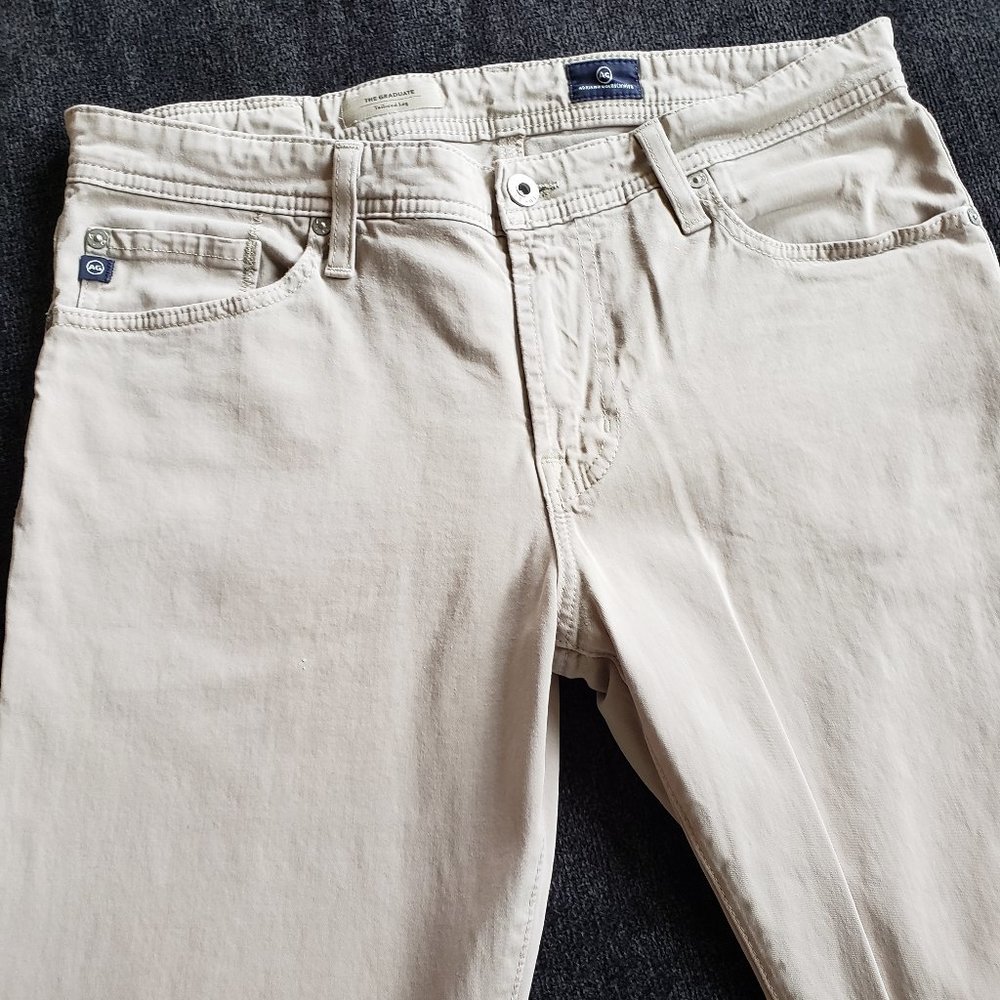 Ag Adriano Goldschmied Men's Tailored Fit Tan Pants - The Graduate Cut - 33x32
